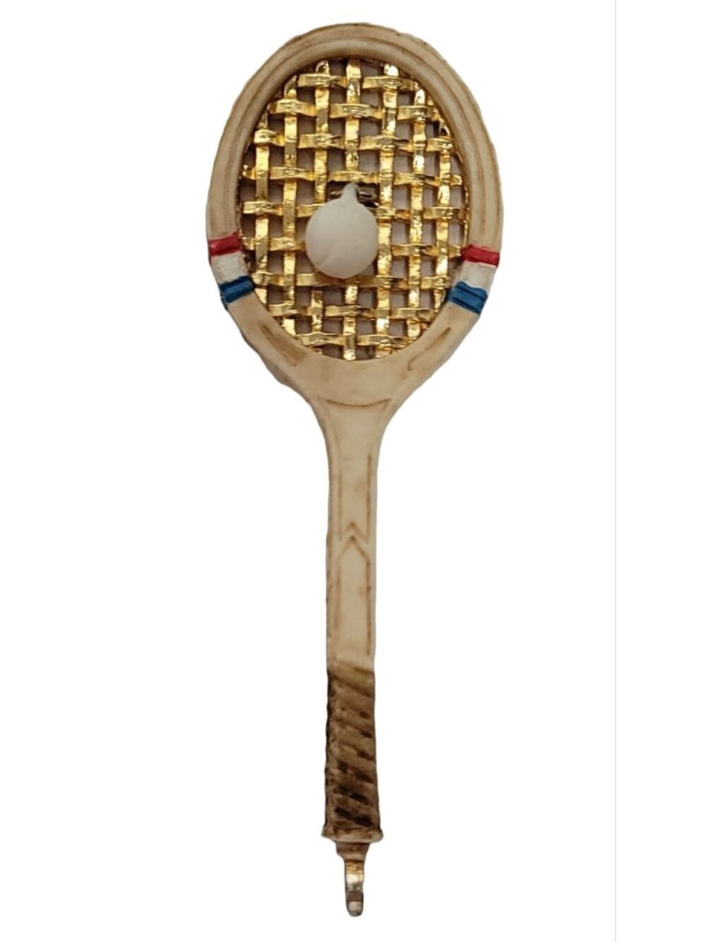 Luca Razza Resin Tennis Racket With Ball Dangle Pendant, Signed